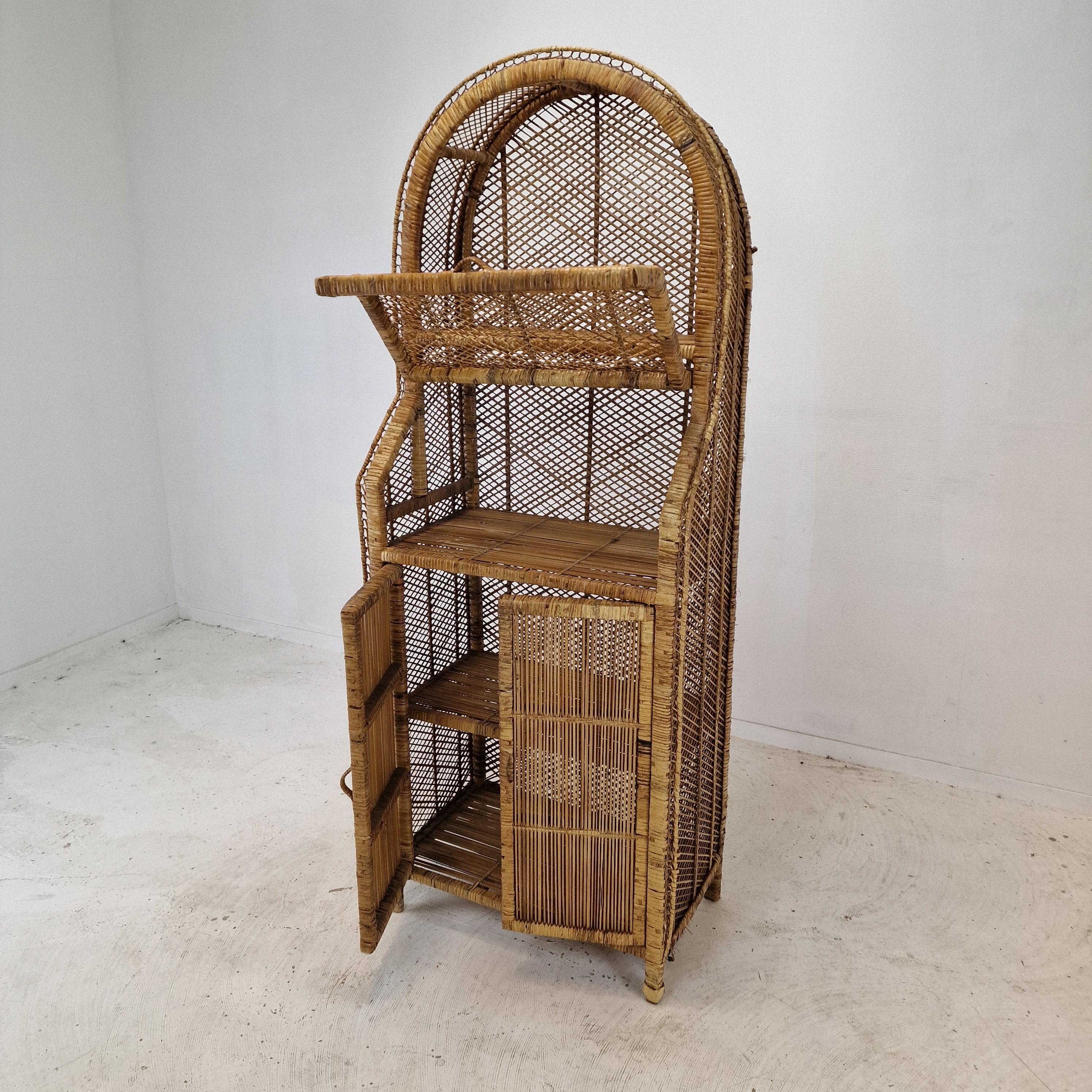 Italian Bamboo and Rattan Credenza or Bookcase, 1970s For Sale 3