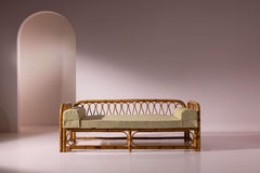 Daybed italiano in bambù e rattan, anni '50