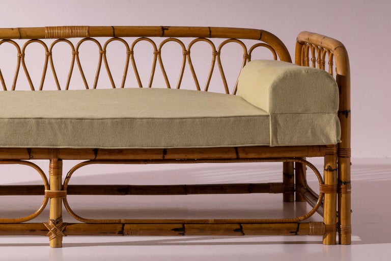 Italienische Tagesliege aus Bambus und Rattan, 1950er Jahre im Angebot bei  1stDibs Deutschland