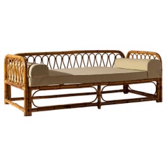 Daybed italiano in bambù e rattan, anni '50