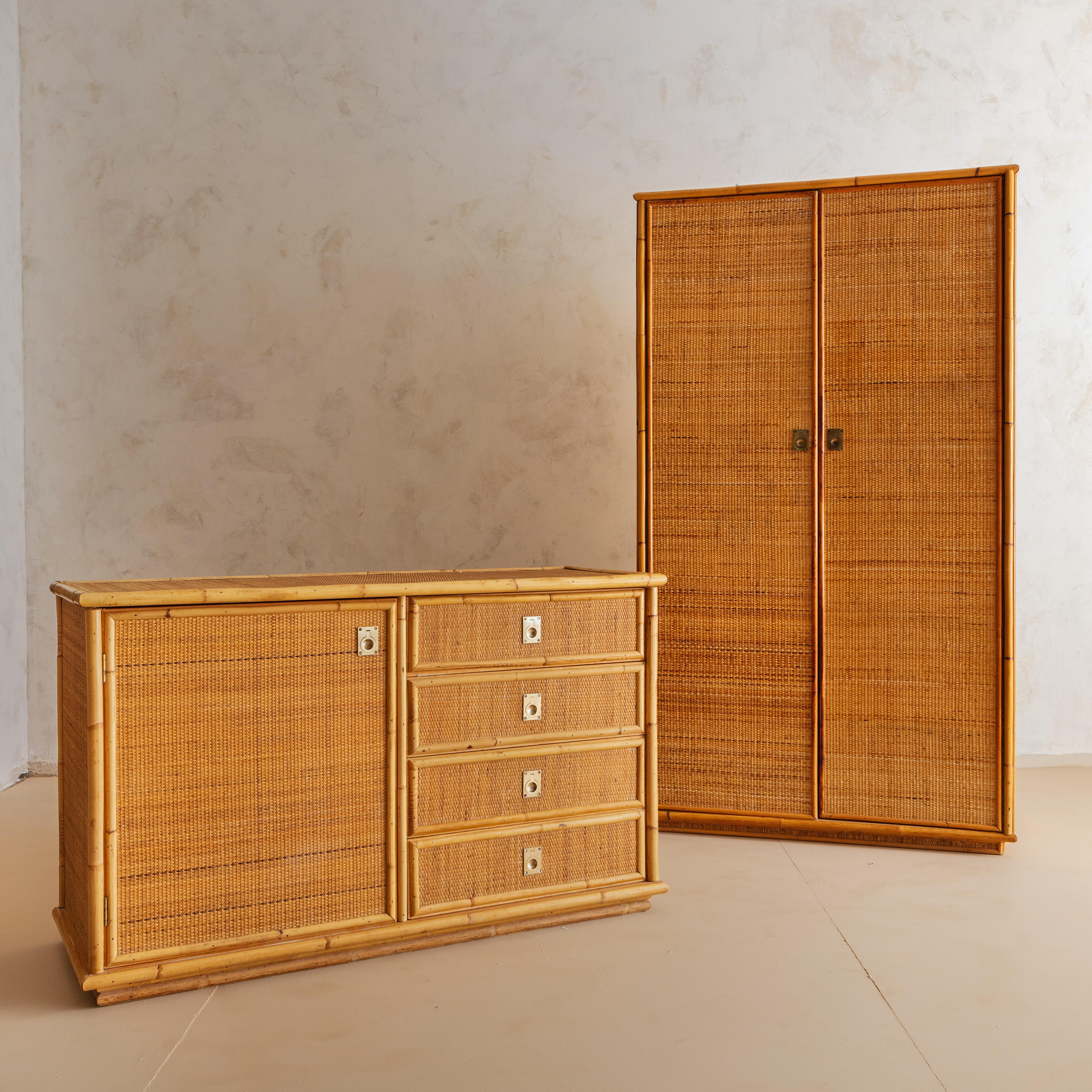 Italian Bamboo and Rattan Dresser, 1970s 5