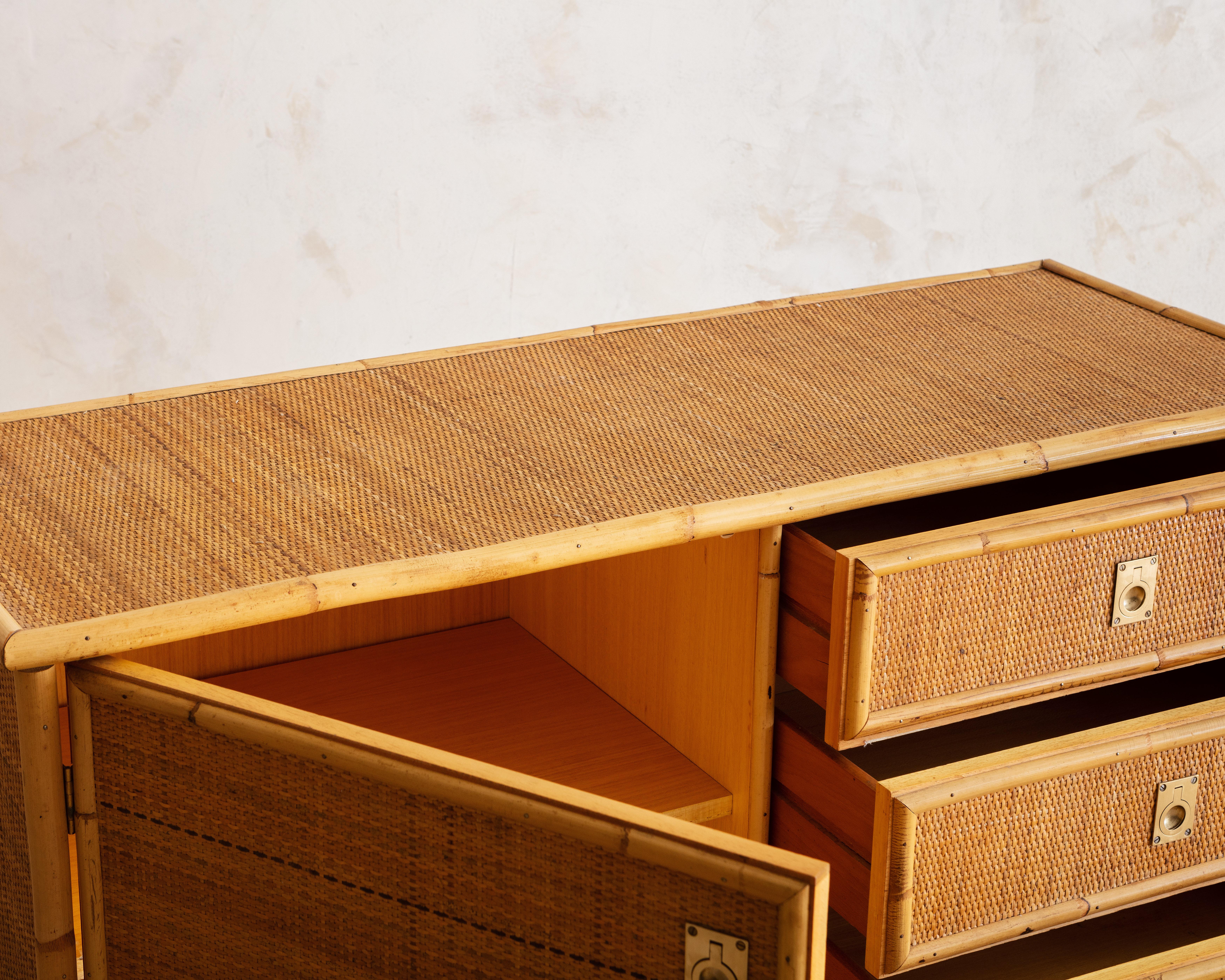 Italian Bamboo and Rattan Dresser, 1970s 1