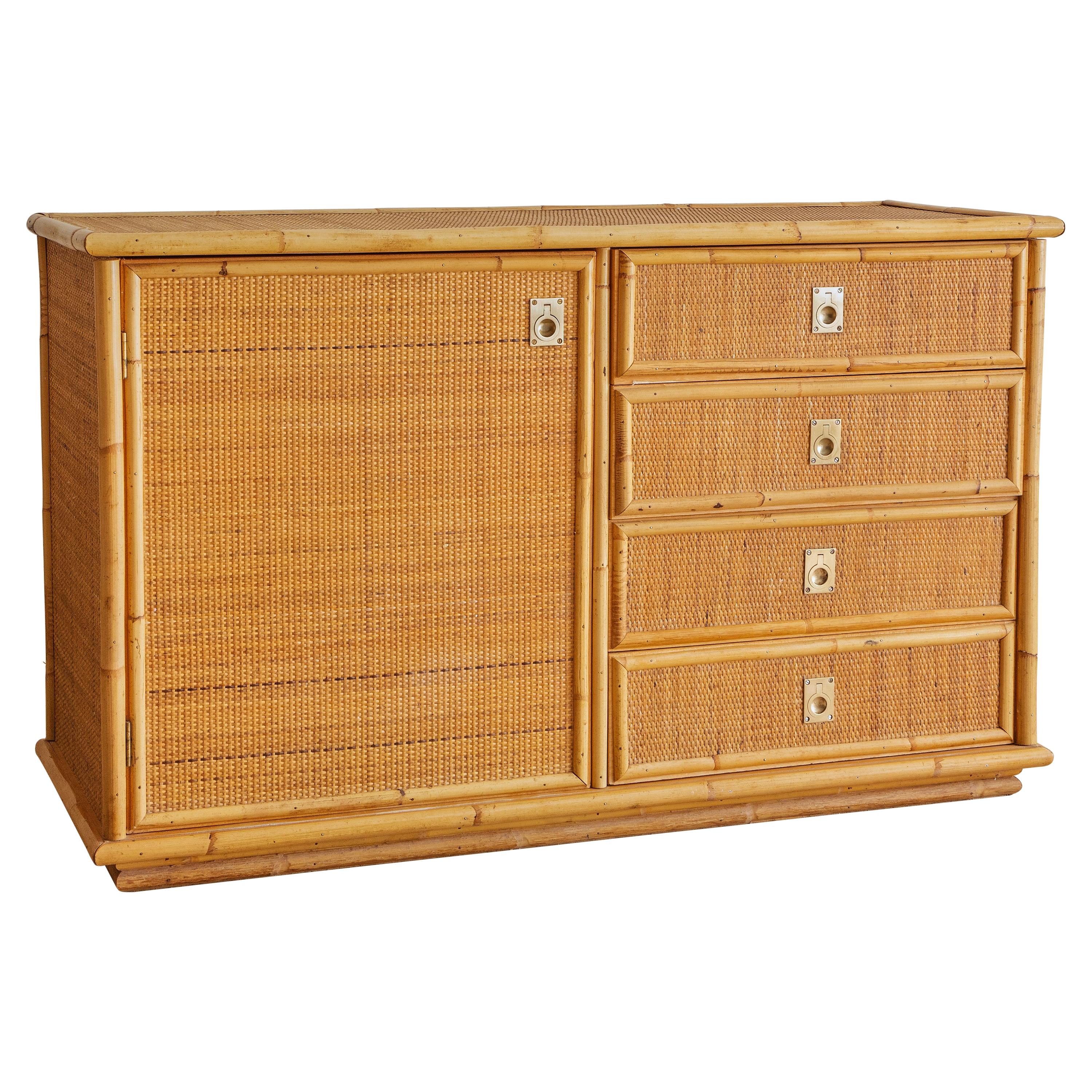 Italian Bamboo and Rattan Dresser, 1970s