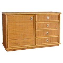 Vintage Italian Bamboo and Rattan Dresser, 1970s