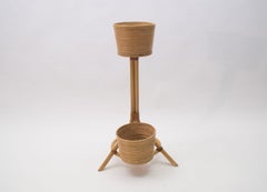 Italian Bamboo and Rattan Flower Stand or Plant Holder, 1950s