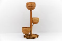 Italian Bamboo and Rattan Flower Stand or Plant Holder, 1950s