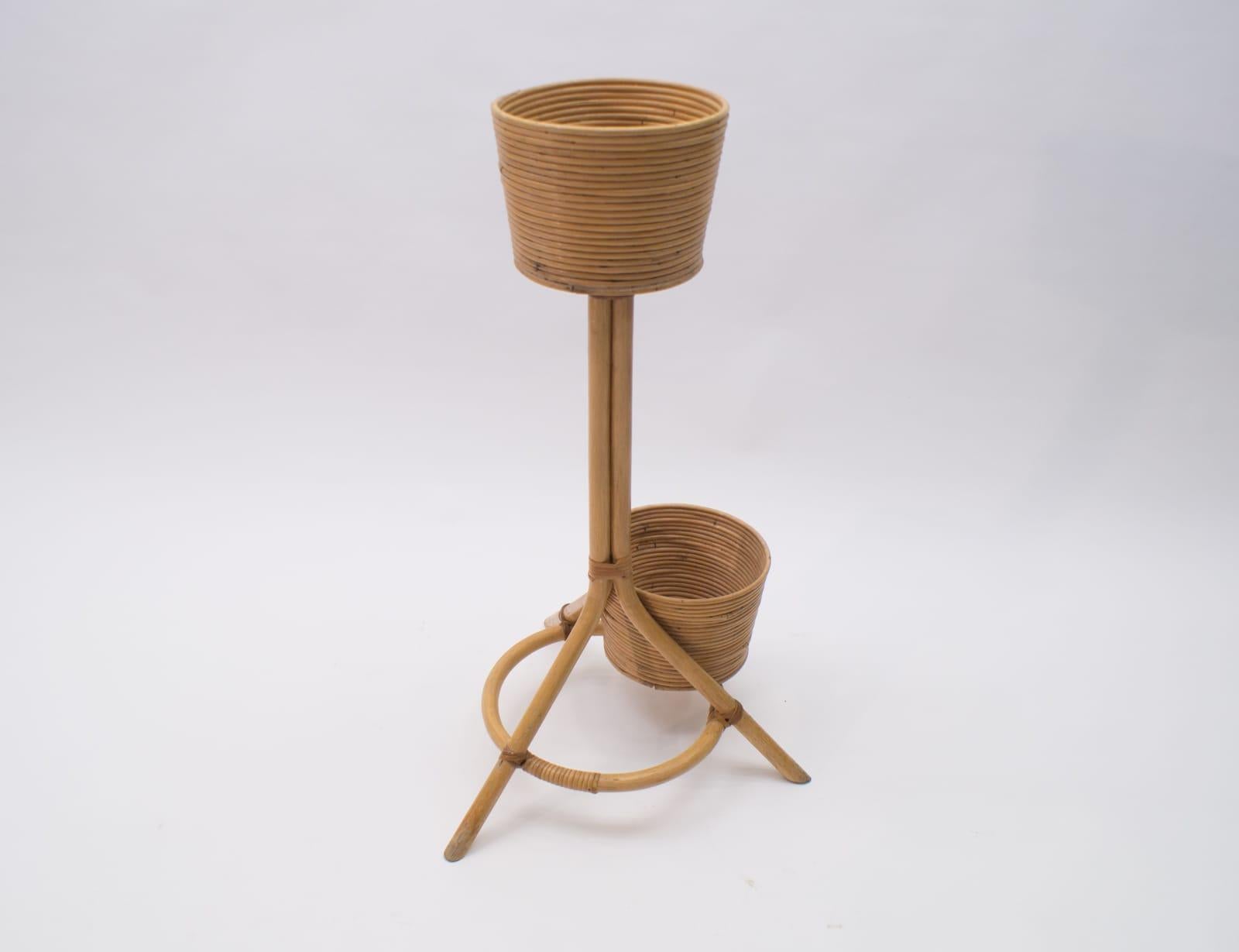 Italian Bamboo and Rattan Flower Stand or Plant Holder, 1950s In Good Condition For Sale In Nürnberg, Bayern