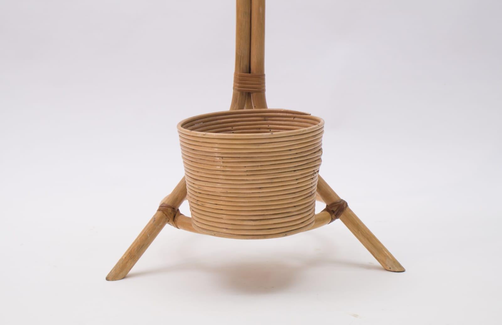 Italian Bamboo and Rattan Flower Stand or Plant Holder, 1950s For Sale 1