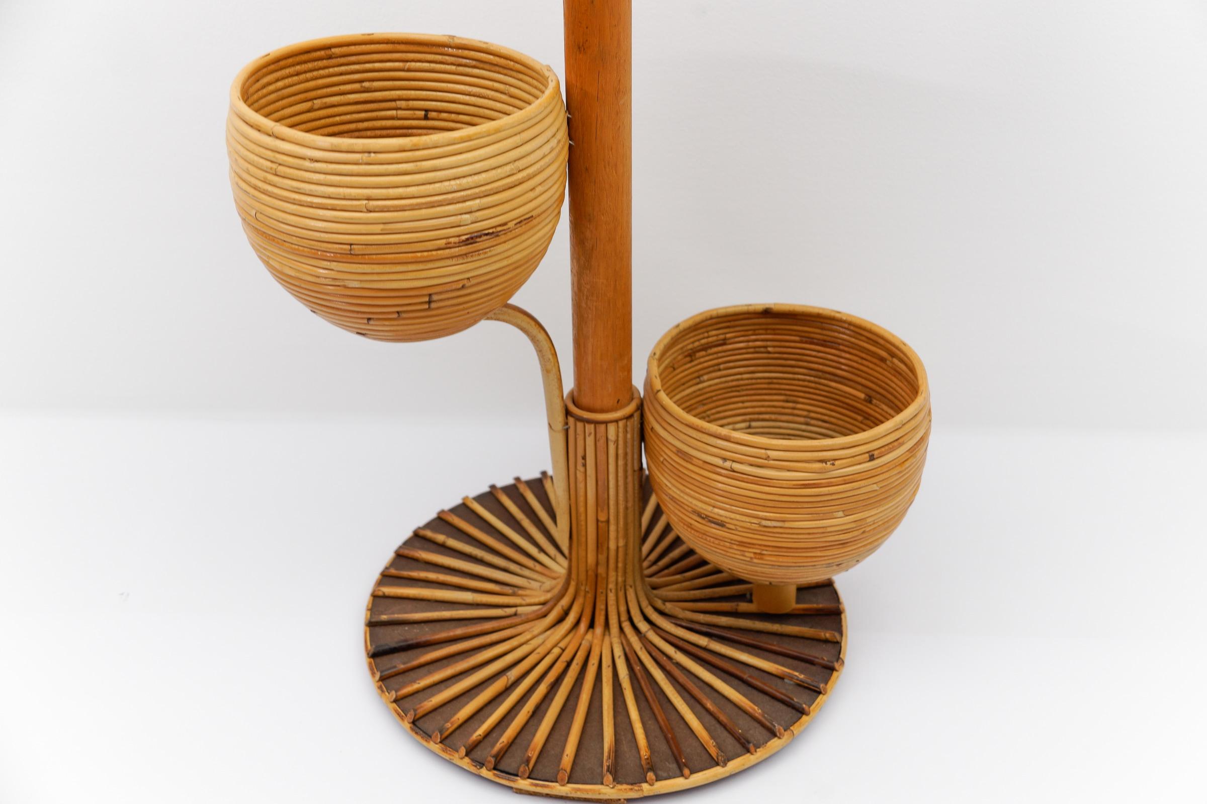Bambù Portafiori o portapiante italiano in bambù e rattan, anni '50 in vendita