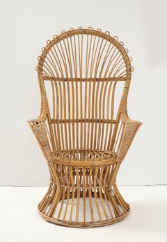 Italian Bamboo and Rattan High Back Armchair