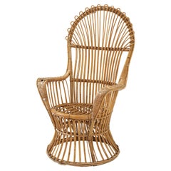 Italian Bamboo and Rattan High Back Armchair