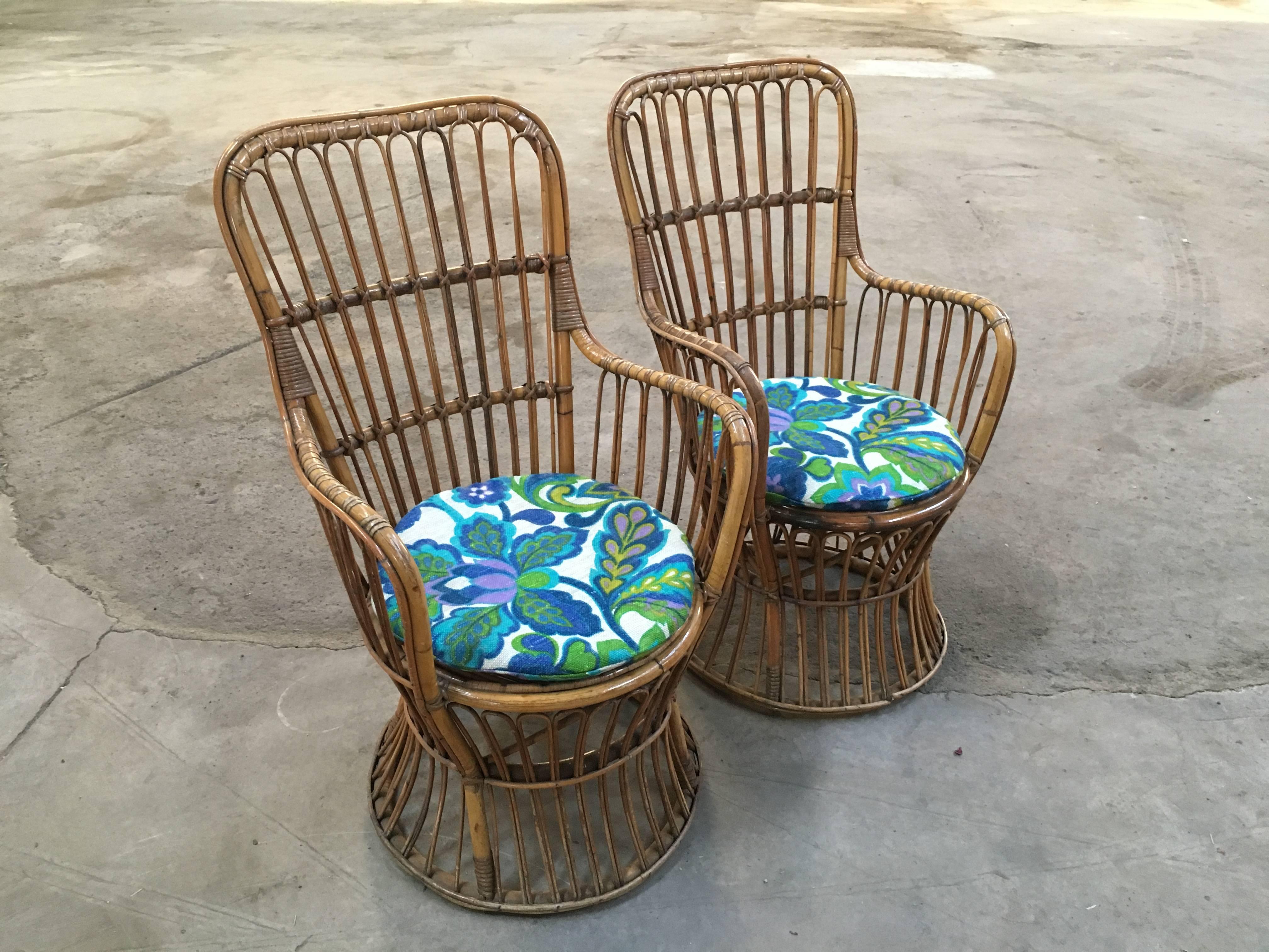 Mid-20th Century Italian Bamboo and Rattan Living Room Set from 1950s