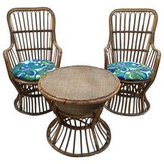 Italian Bamboo and Rattan Living Room Set from 1950s
