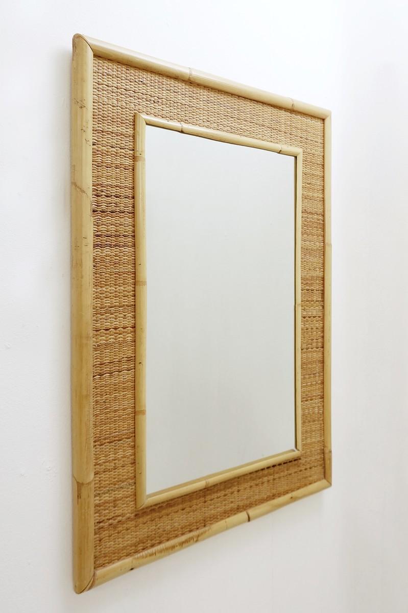 Mid-Century Modern Italian Bamboo and Rattan Mirror, 1970s In Good Condition For Sale In Brussels, BE