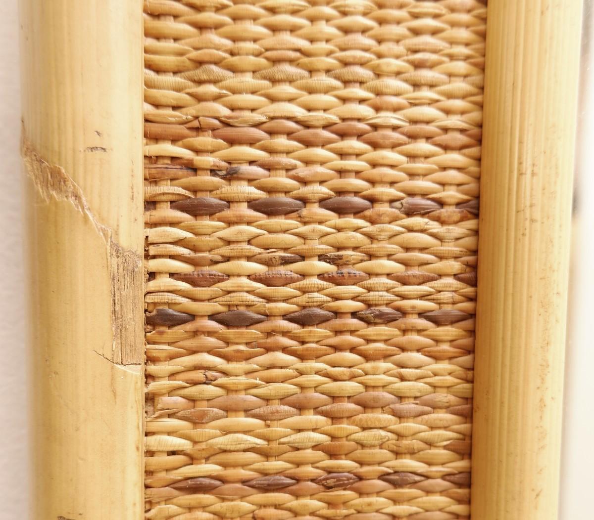 Mid-Century Modern Italian Bamboo and Rattan Mirror, 1970s For Sale 2