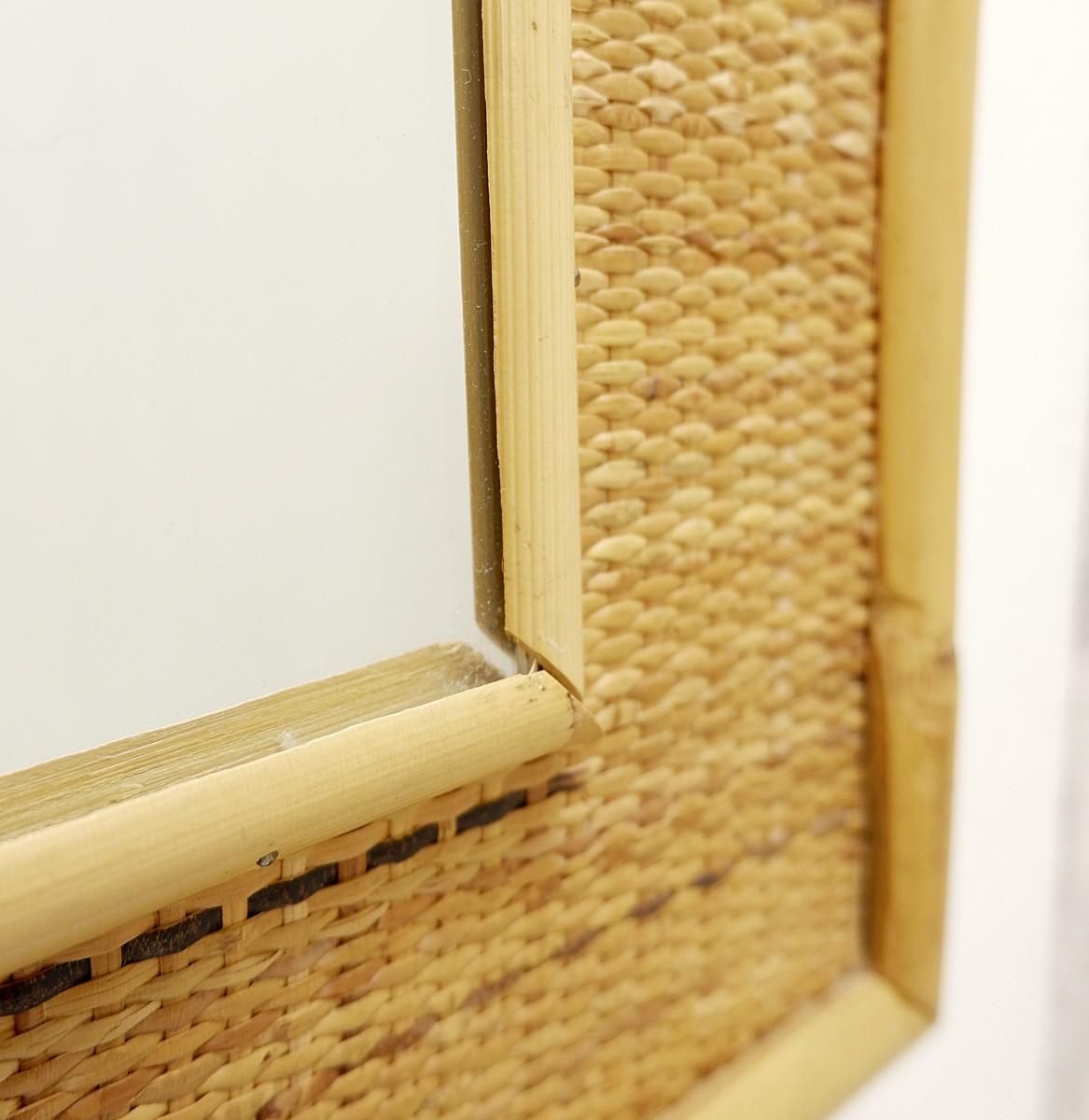 Mid-Century Modern Italian Bamboo and Rattan Mirror, 1970s For Sale 4