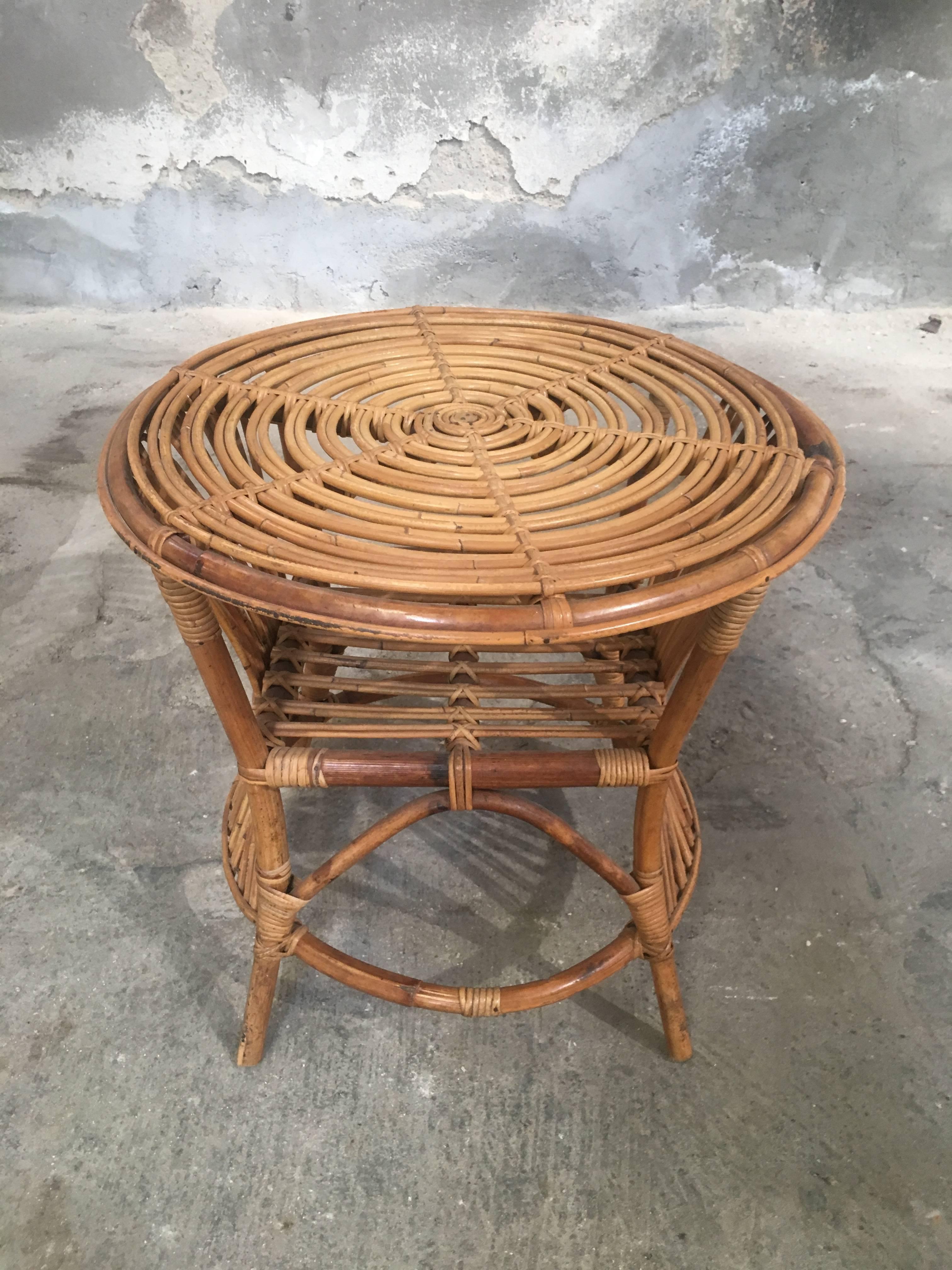 bamboo rattan side table
