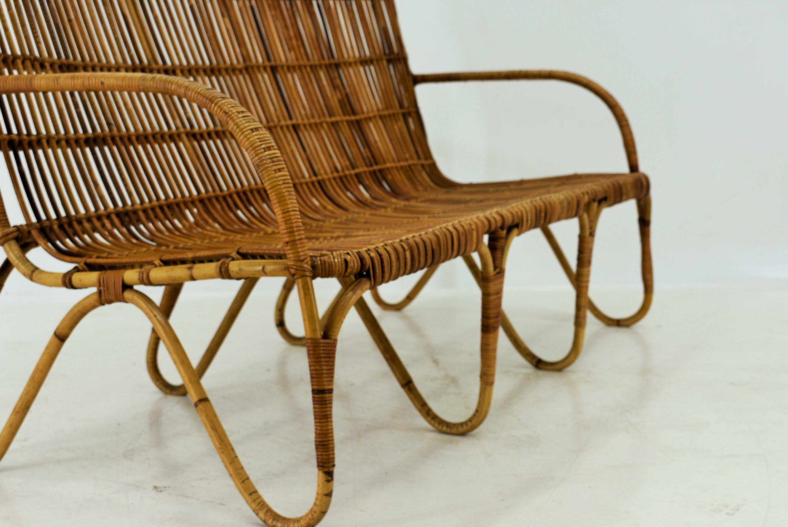 Italian Bamboo and Rattan Sofa , 1965s In Good Condition In Praha, CZ