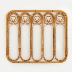 1960s Italian Bamboo and Rattan Wall Rack