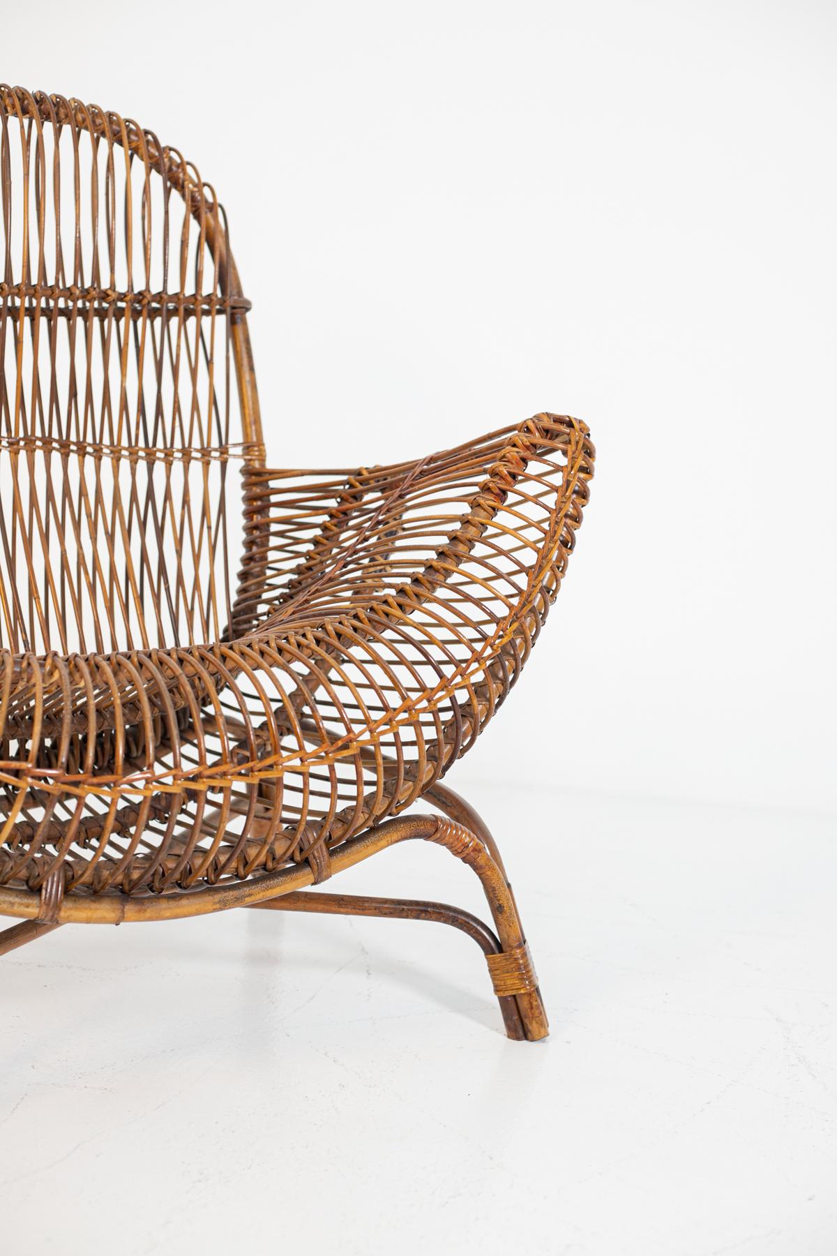 Italian Bamboo Armchair Attributed to Franco Albini, 1950s In Good Condition In Milano, IT