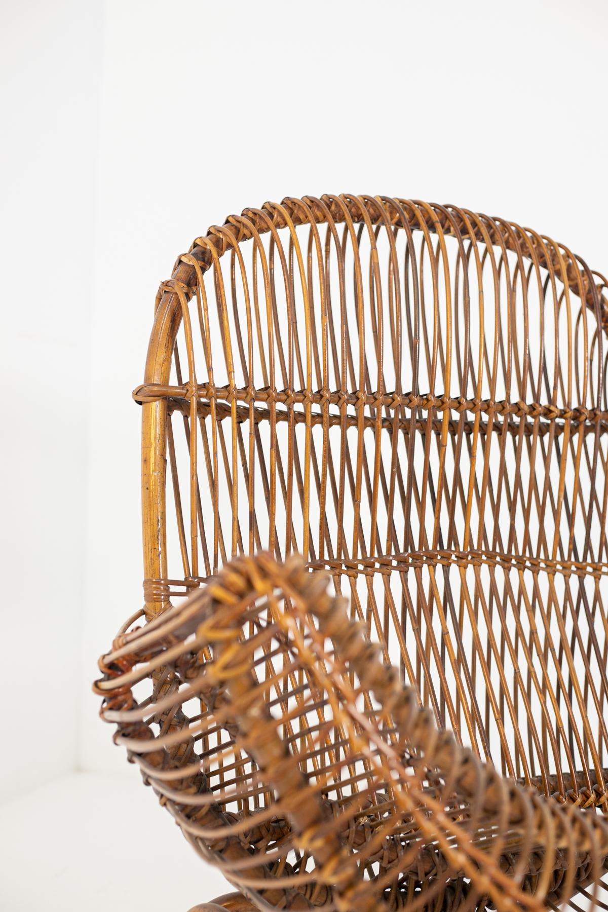 Italian Bamboo Armchair Attributed to Franco Albini, 1950s 1