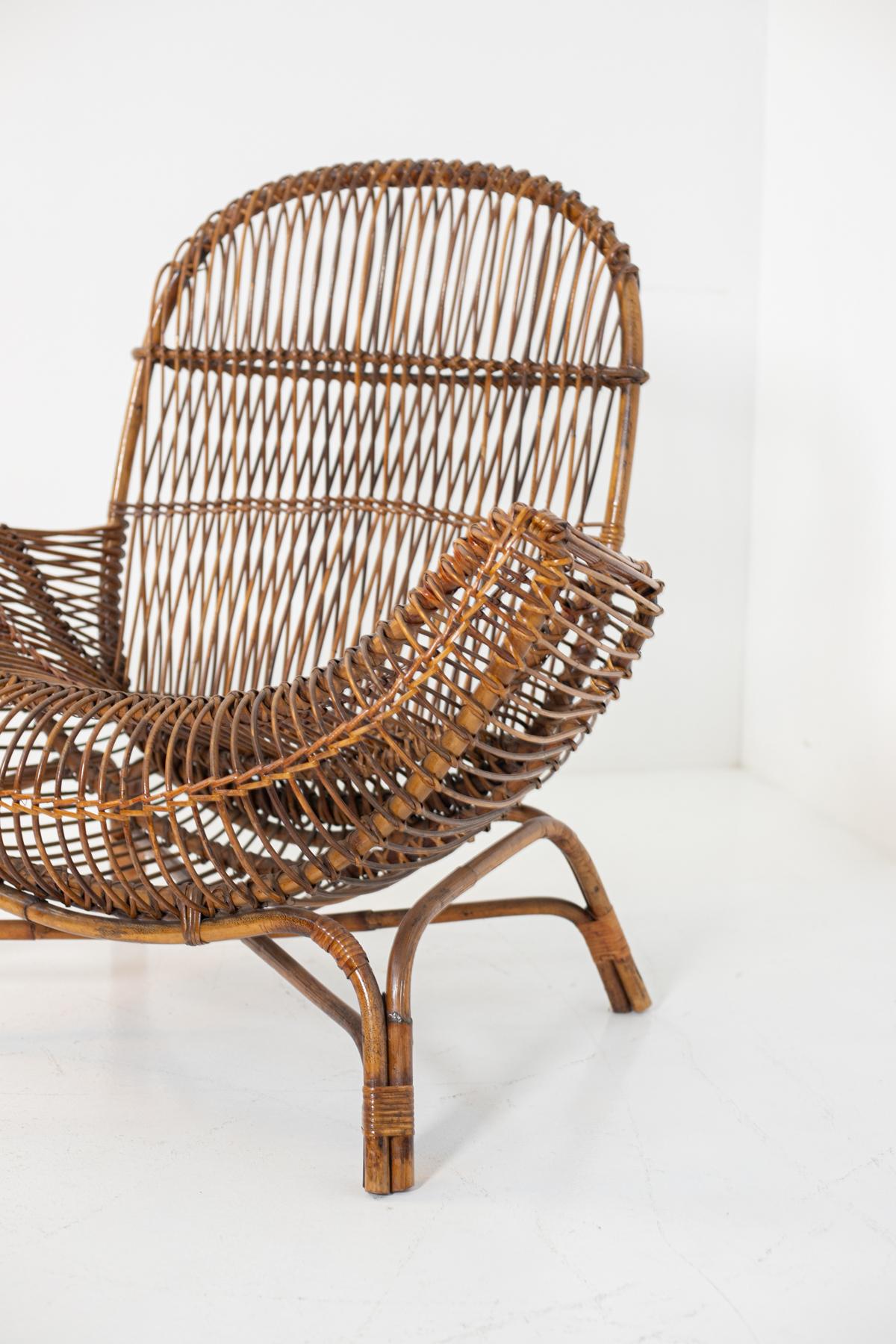 Italian Bamboo Armchair Attributed to Franco Albini, 1950s 3