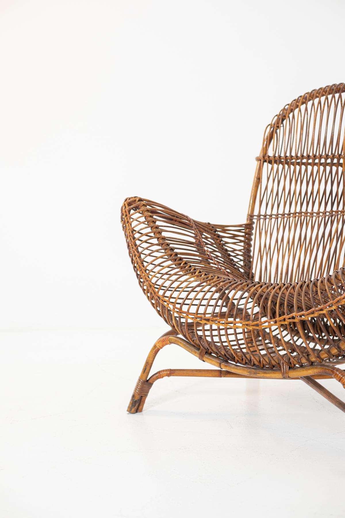 Italian Bamboo Armchair Attributed to Franco Albini, 1950s 4