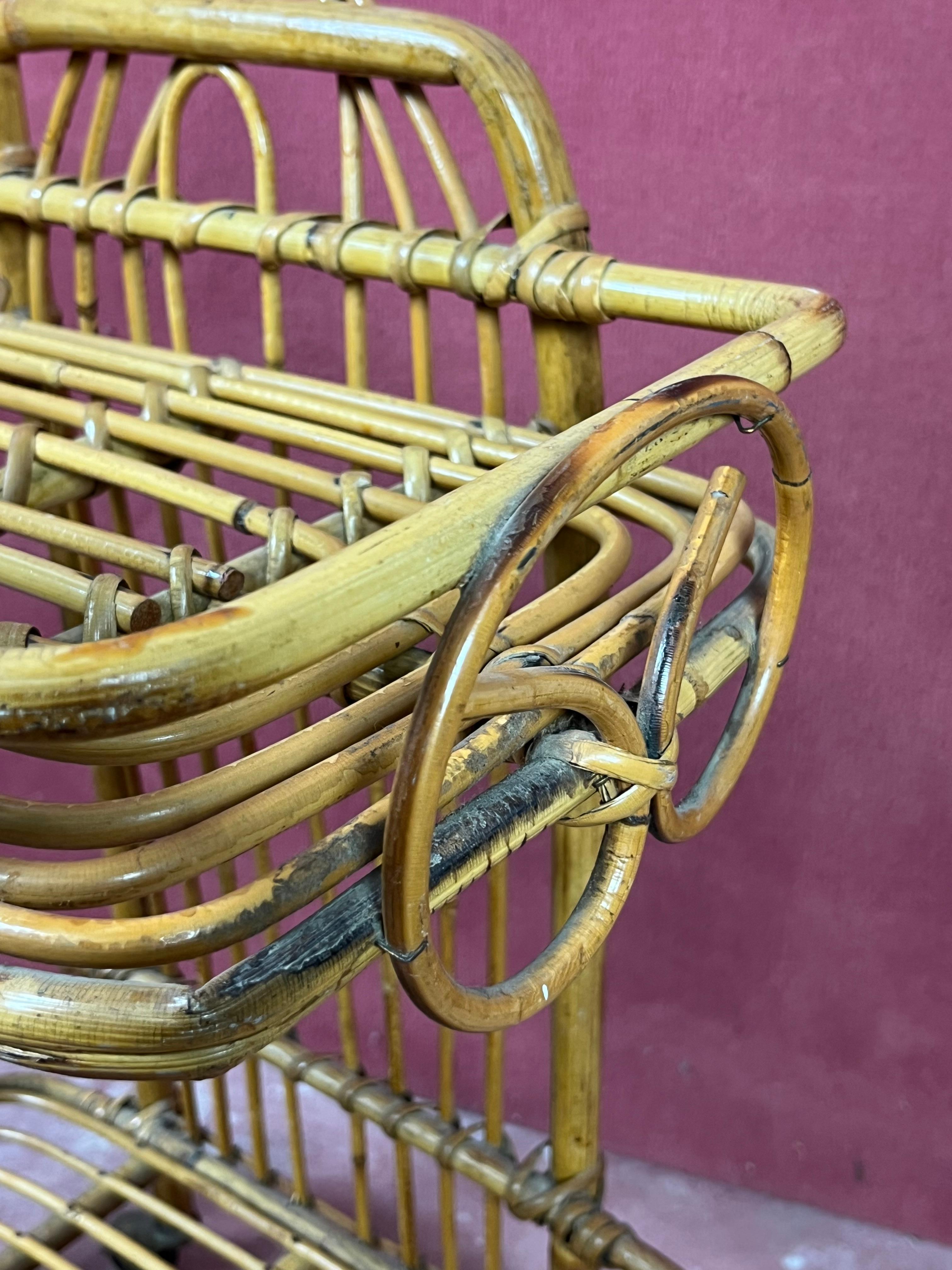 Chariot de bar italien en bambou, années 1960 en vente 2
