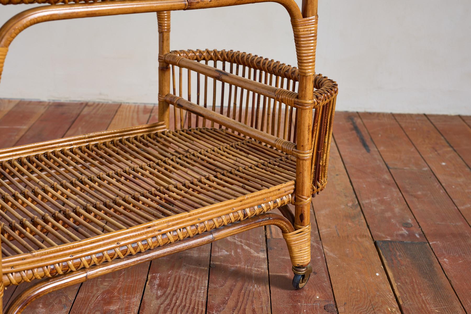 Italian Bamboo Bar Cart For Sale 7