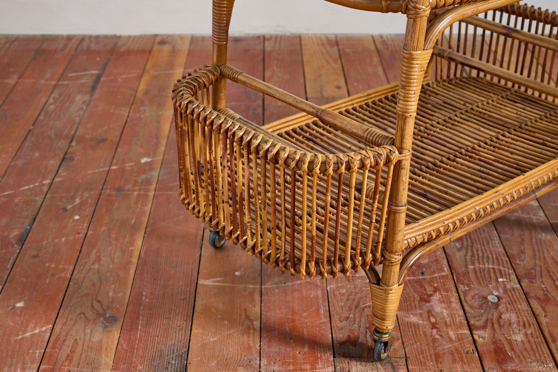 Italian Bamboo Bar Cart For Sale 8