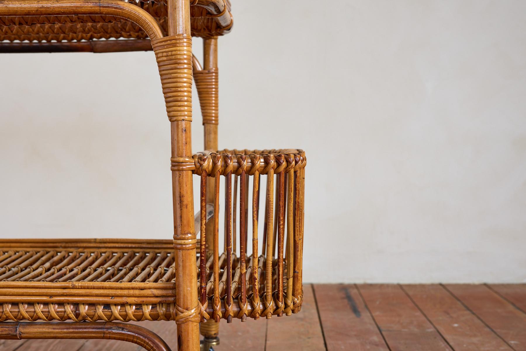 Italian Bamboo Bar Cart For Sale 9