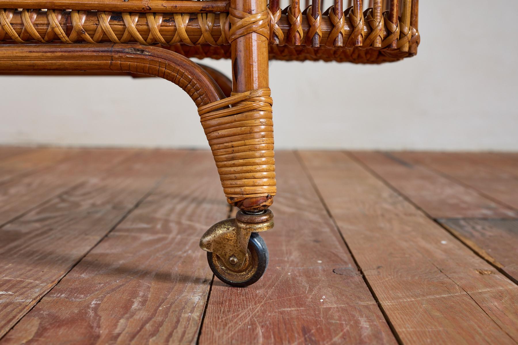Italian Bamboo Bar Cart For Sale 10