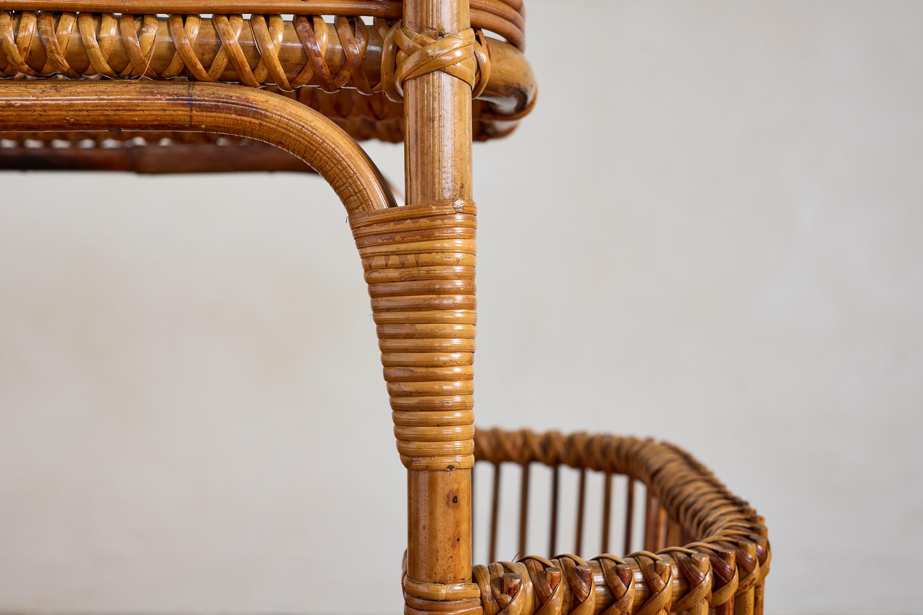 Italian Bamboo Bar Cart For Sale 12
