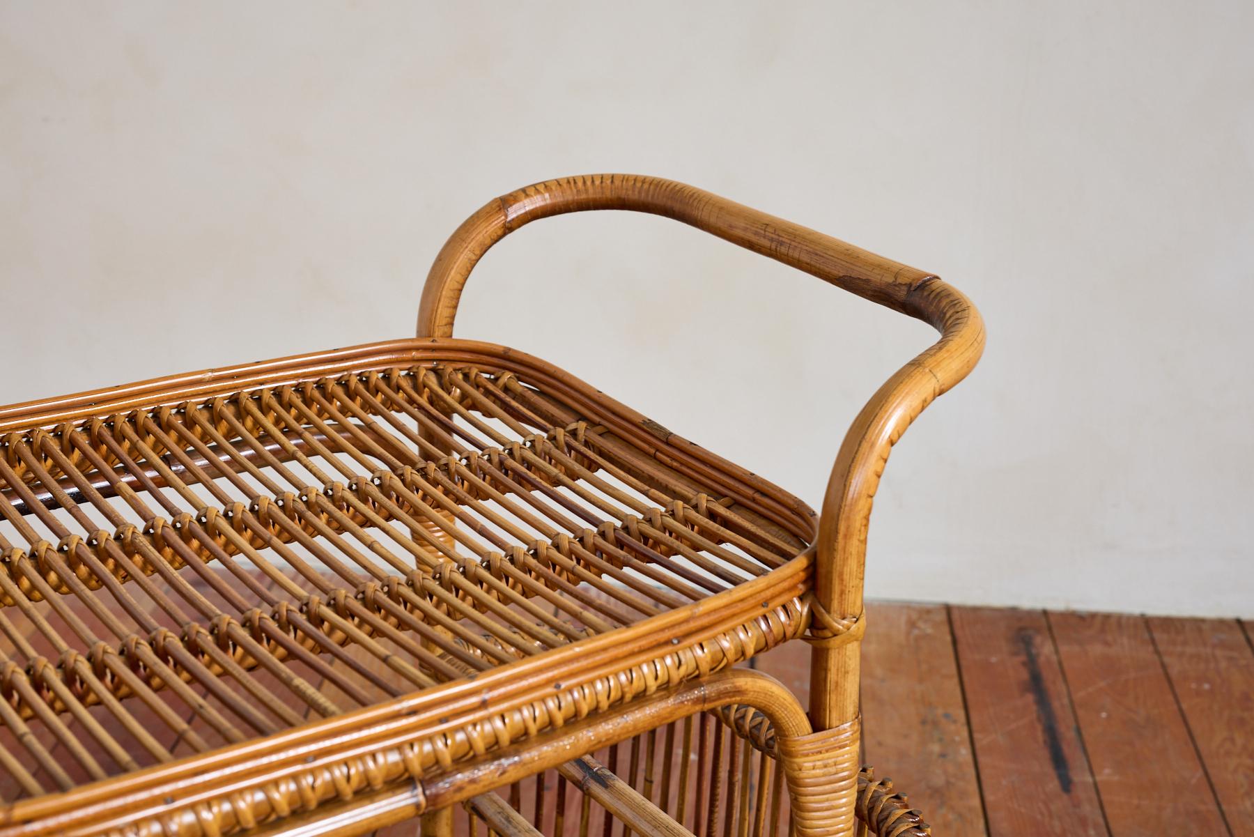 Italian Bamboo Bar Cart For Sale 4