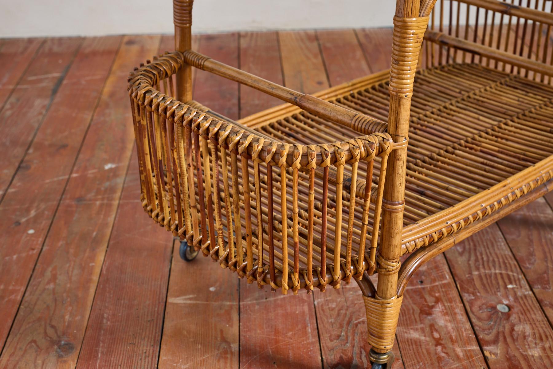 Italian Bamboo Bar Cart For Sale 5