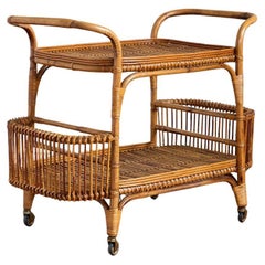 Vintage Italian Bamboo Bar Cart