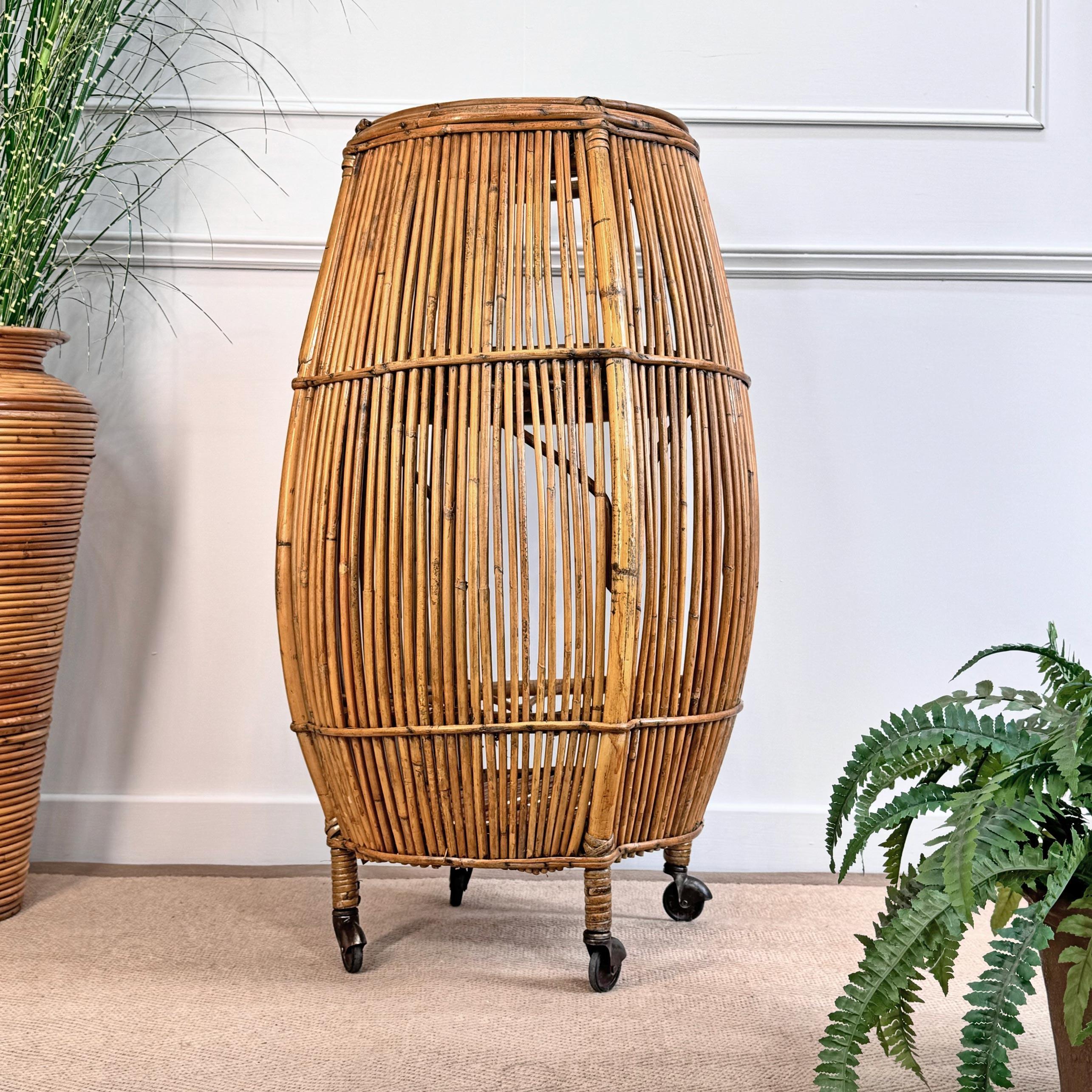 Italian Bamboo Barrel Bar by Bonacina For Sale 5