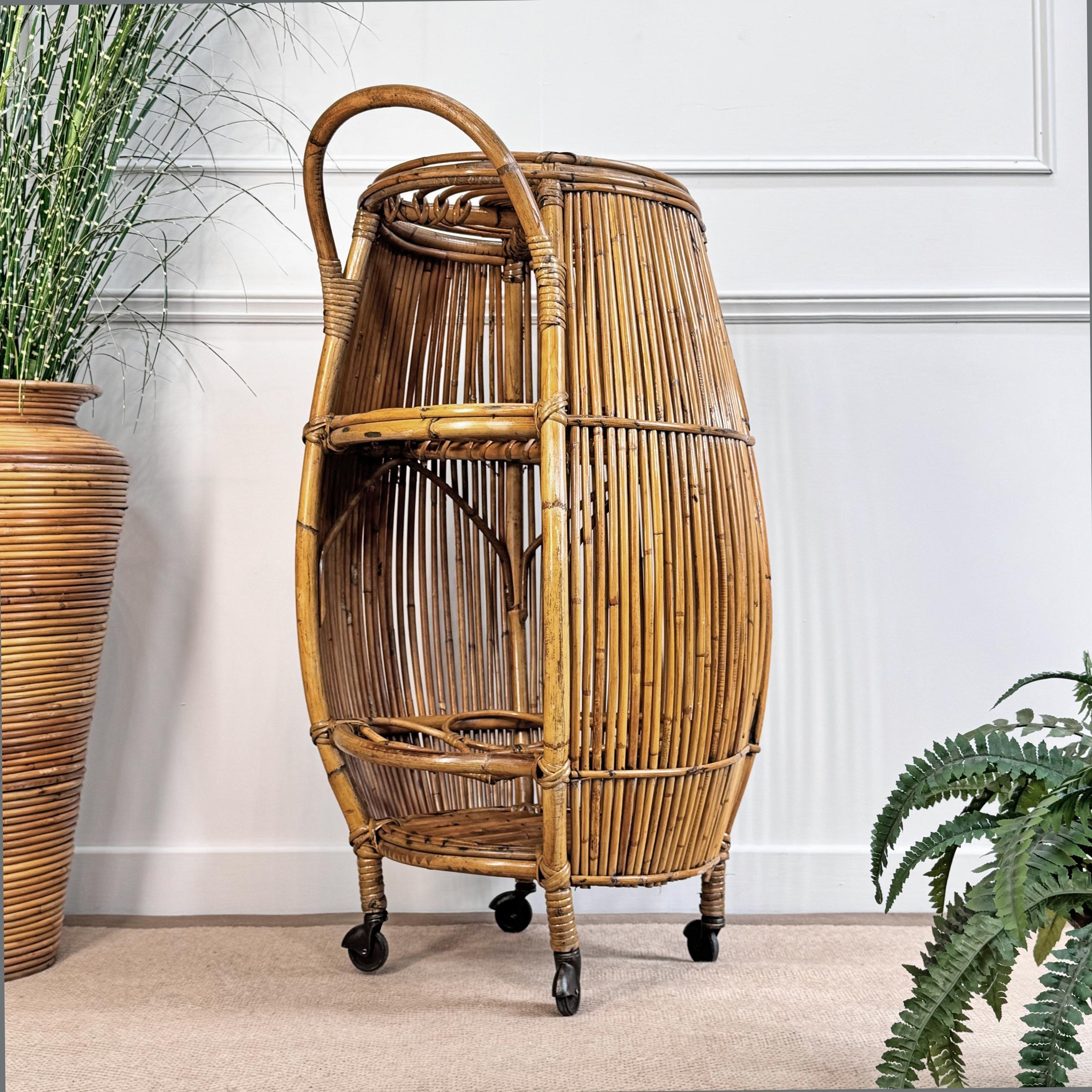 Italian Bamboo Barrel Bar by Bonacina For Sale 2