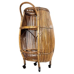 Vintage Italian Bamboo Barrel Bar by Bonacina