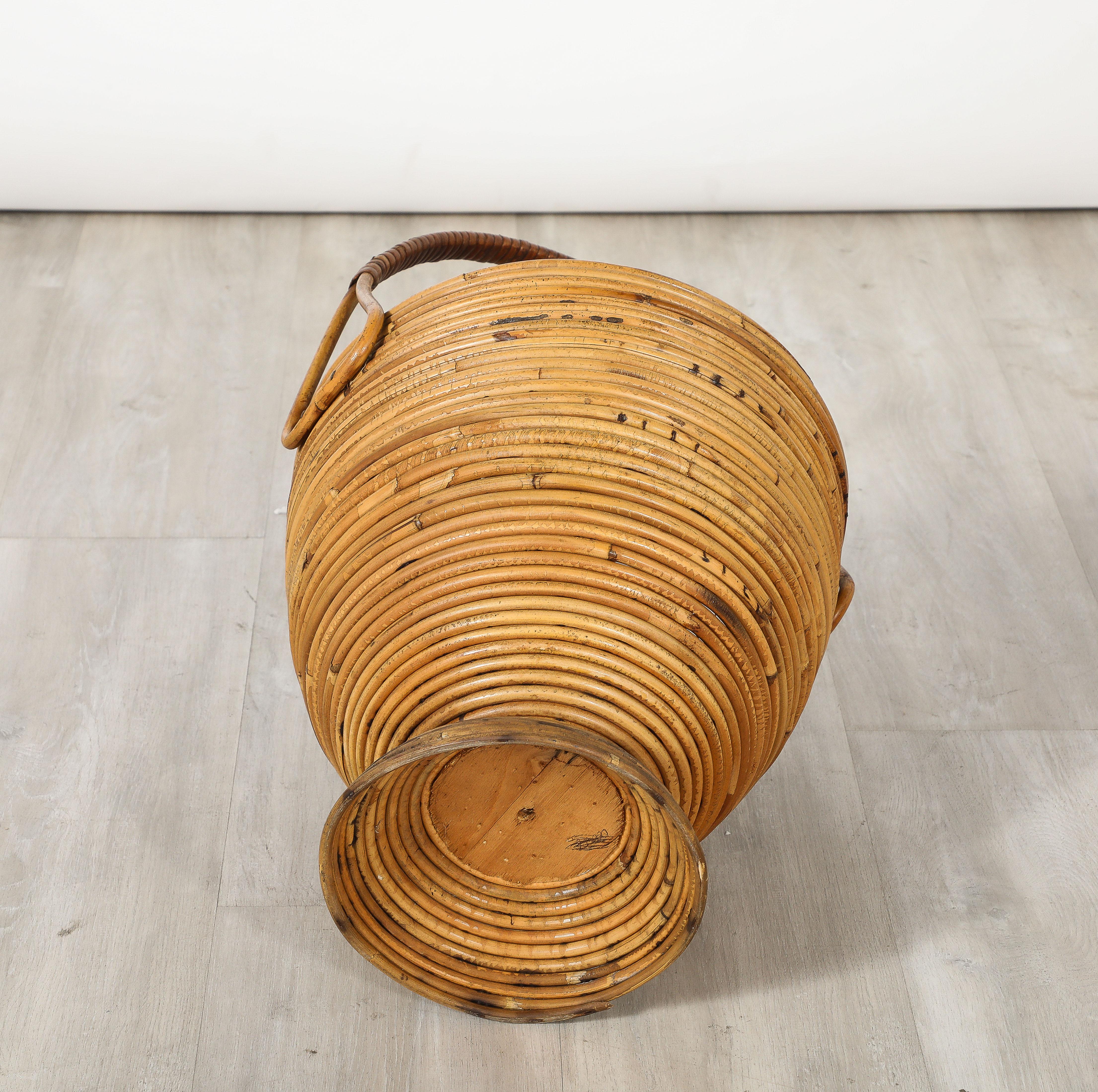 Italian Bamboo Basket with Handle, Italy, circa 1950  For Sale 6