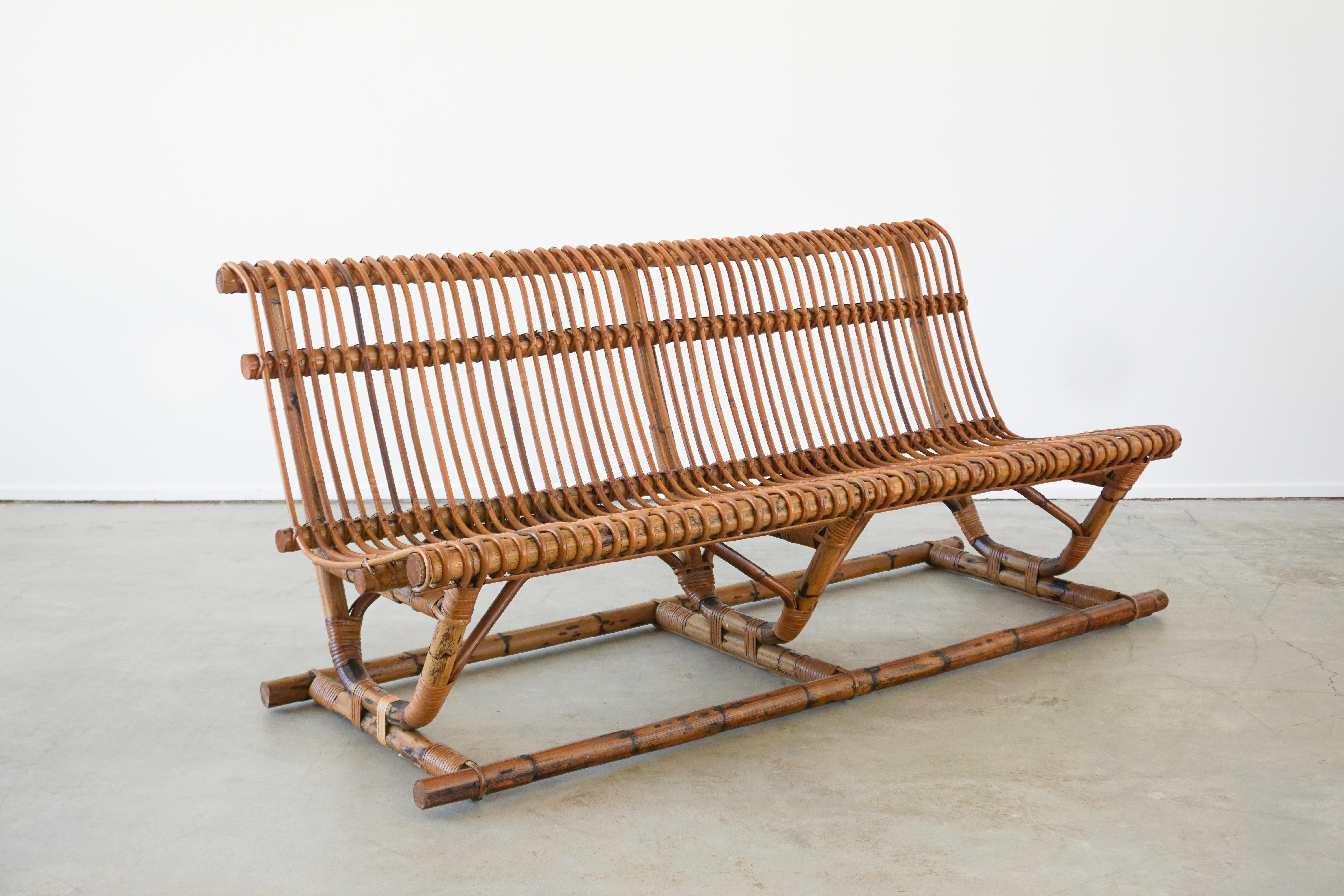 Italian Bamboo Bench 'Pair Available' In Good Condition In Beverly Hills, CA