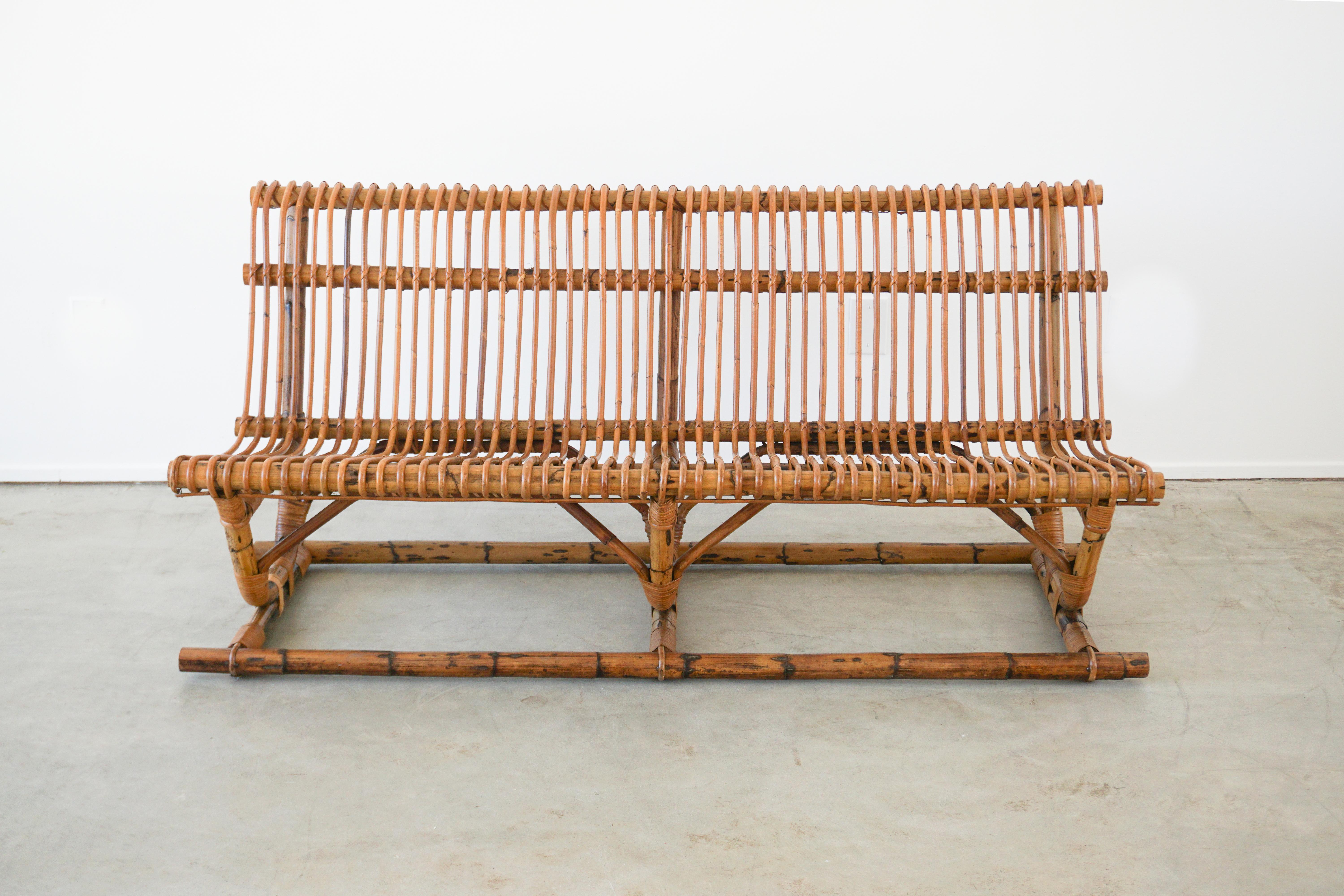 Mid-20th Century Italian Bamboo Bench 'Pair Available'