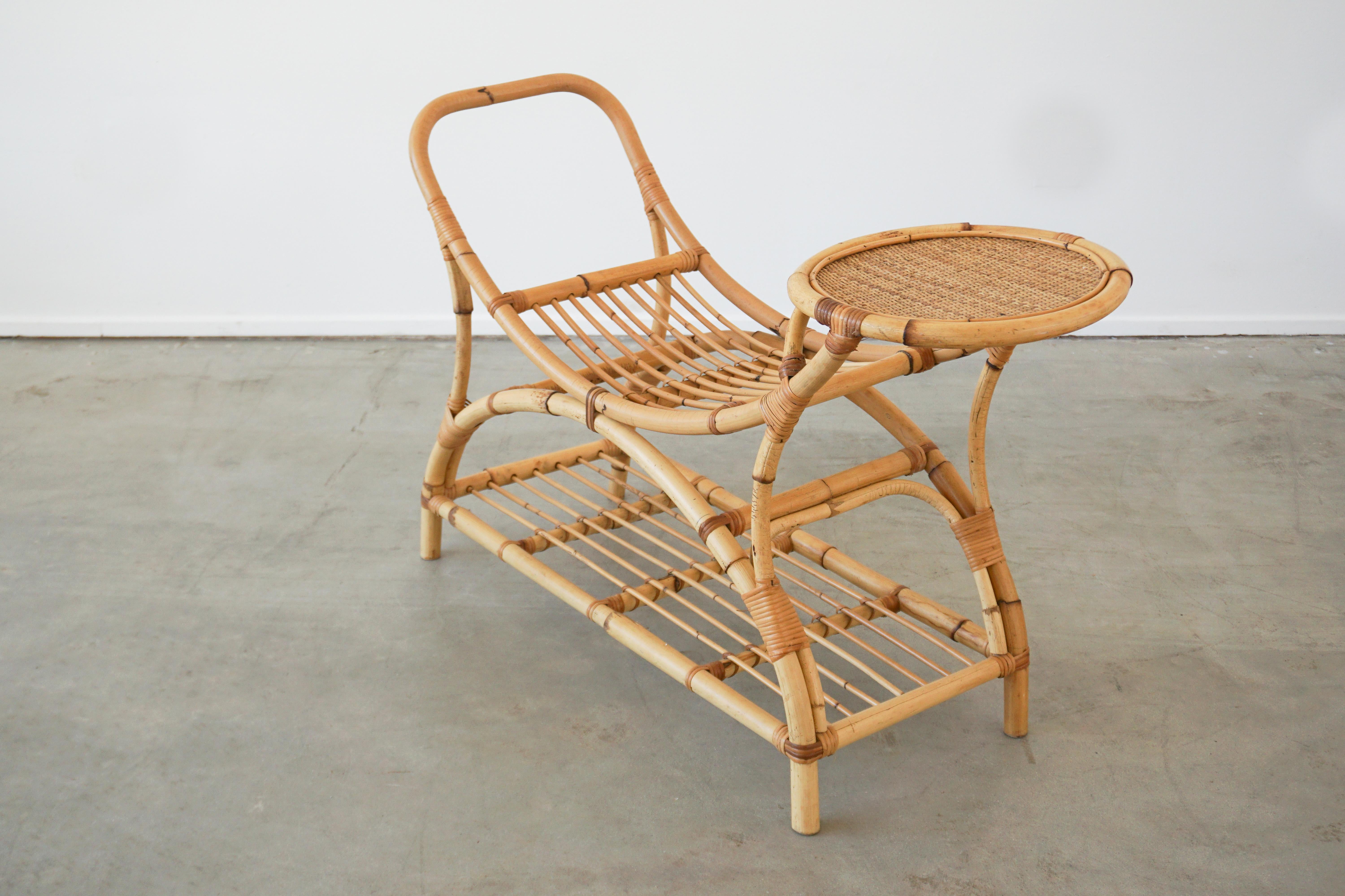 Italian Bamboo Benches w/ Table In Good Condition In Beverly Hills, CA