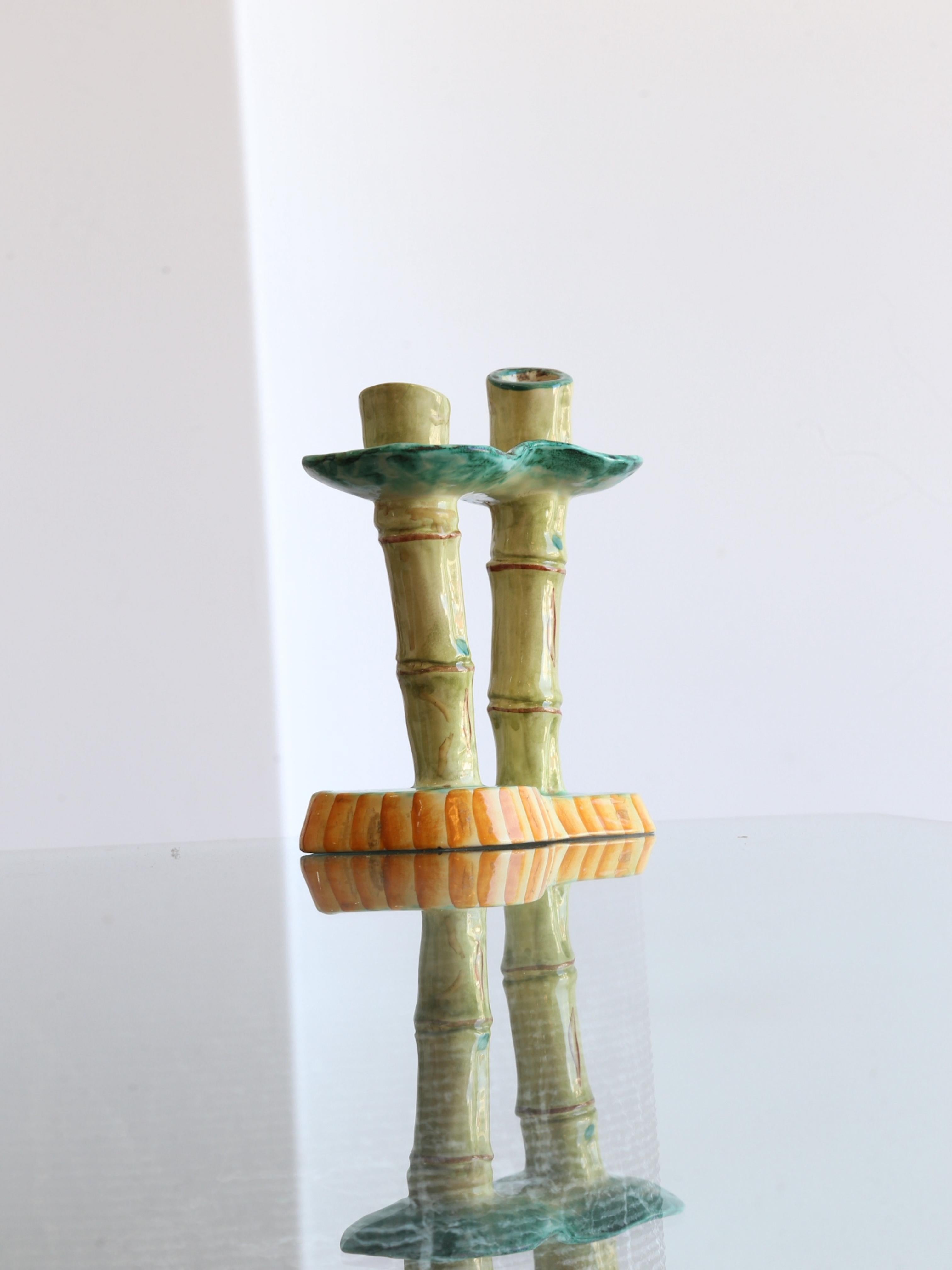 Hand-Crafted Italian Bamboo Candlesticks Holder by Pucci Umbertide, 1970s