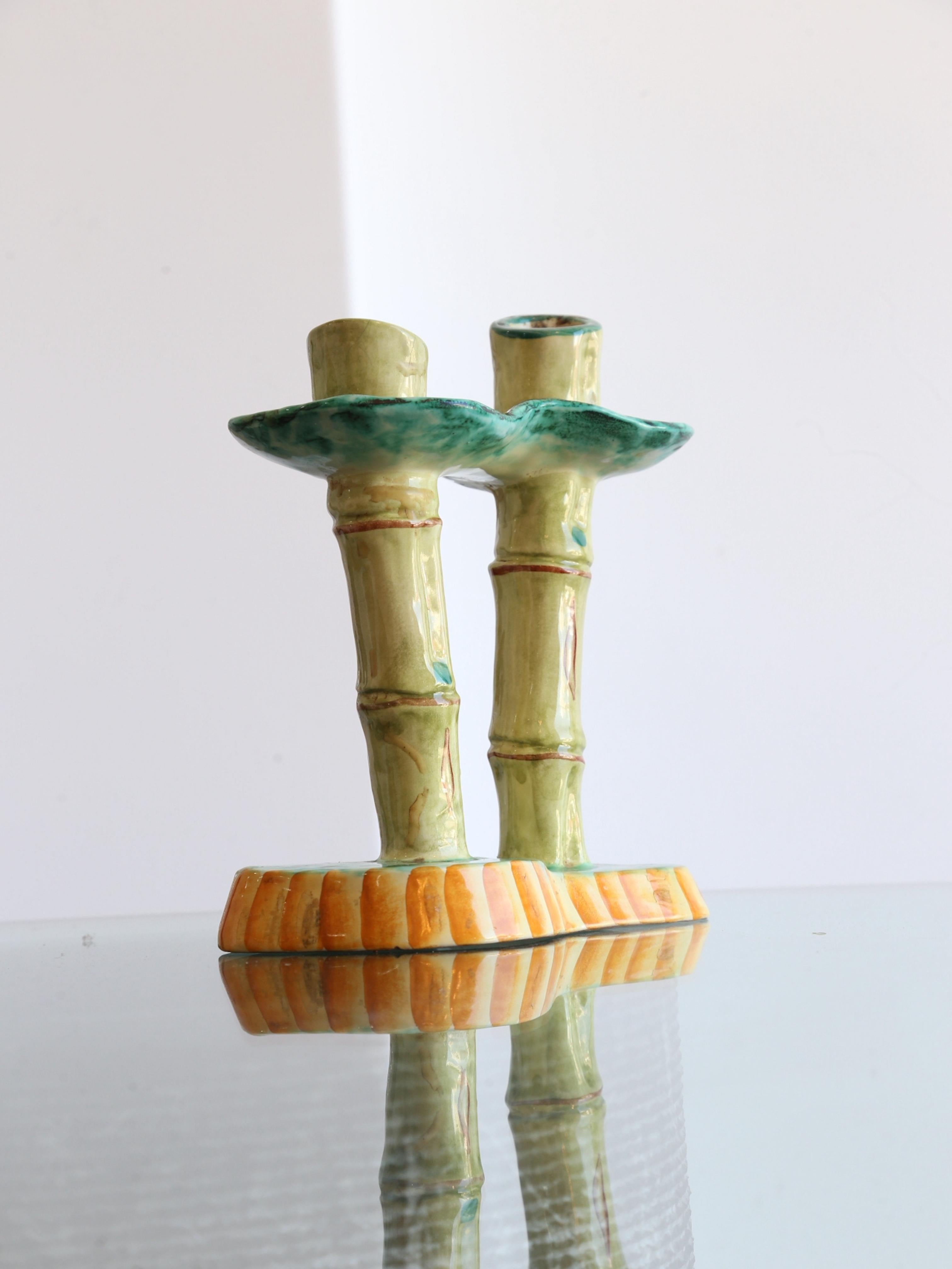 Late 20th Century Italian Bamboo Candlesticks Holder by Pucci Umbertide, 1970s