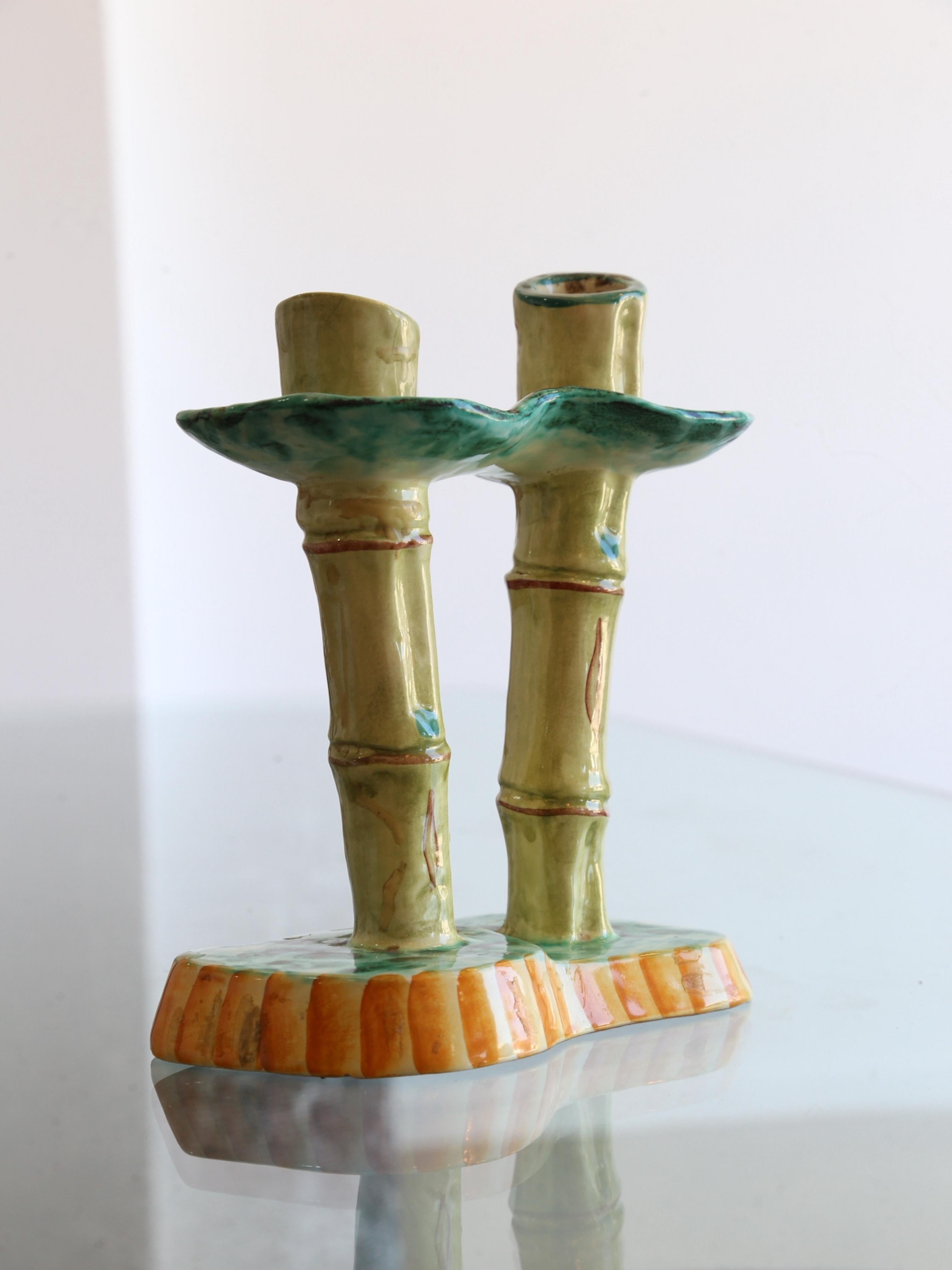 Italian Bamboo Candlesticks Holder by Pucci Umbertide, 1970s 1