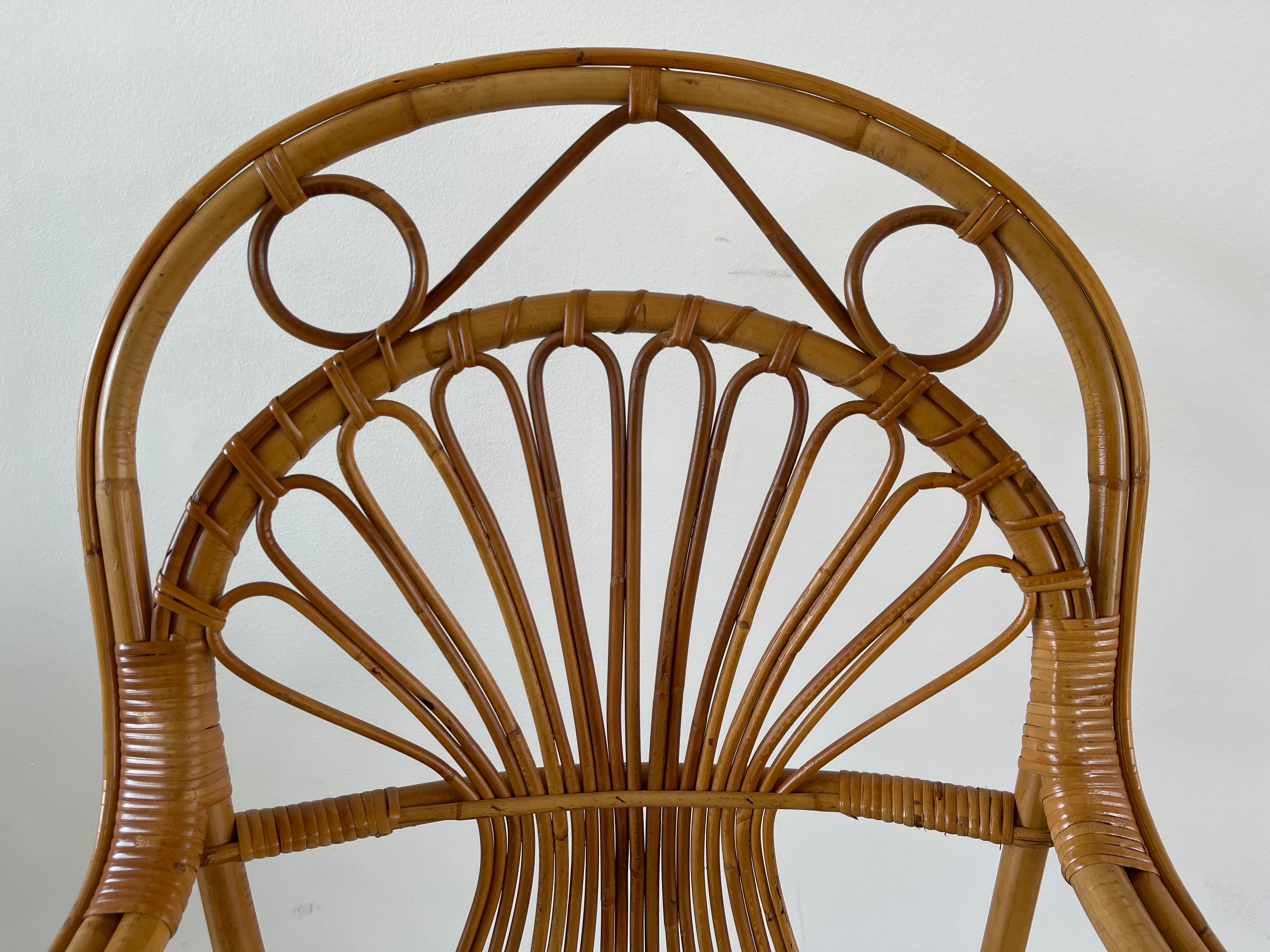 Rattan Italian Bamboo Chairs For Sale