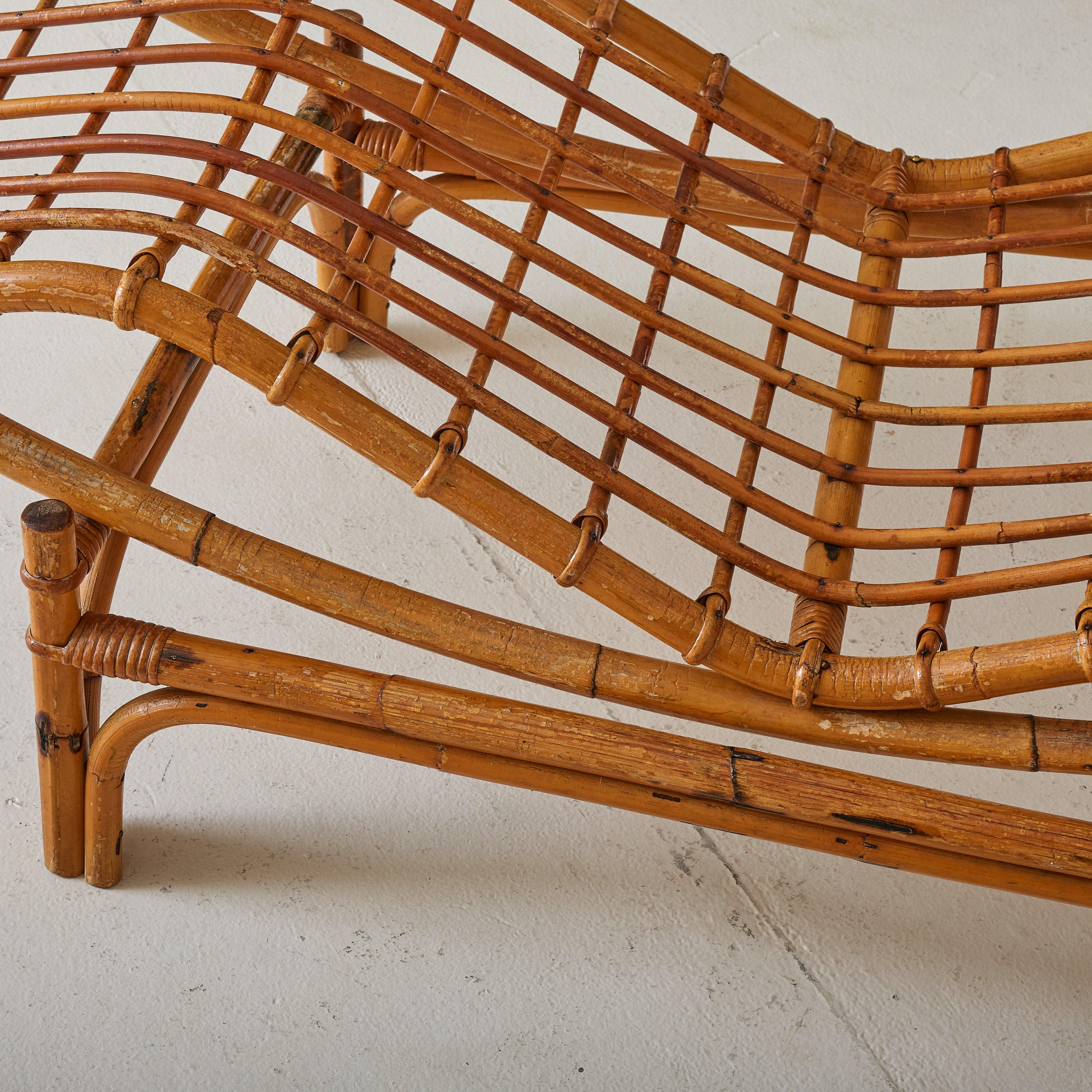 Italienischer Chaiselongue-Sessel aus Bambus, 1960er Jahre im Angebot 5