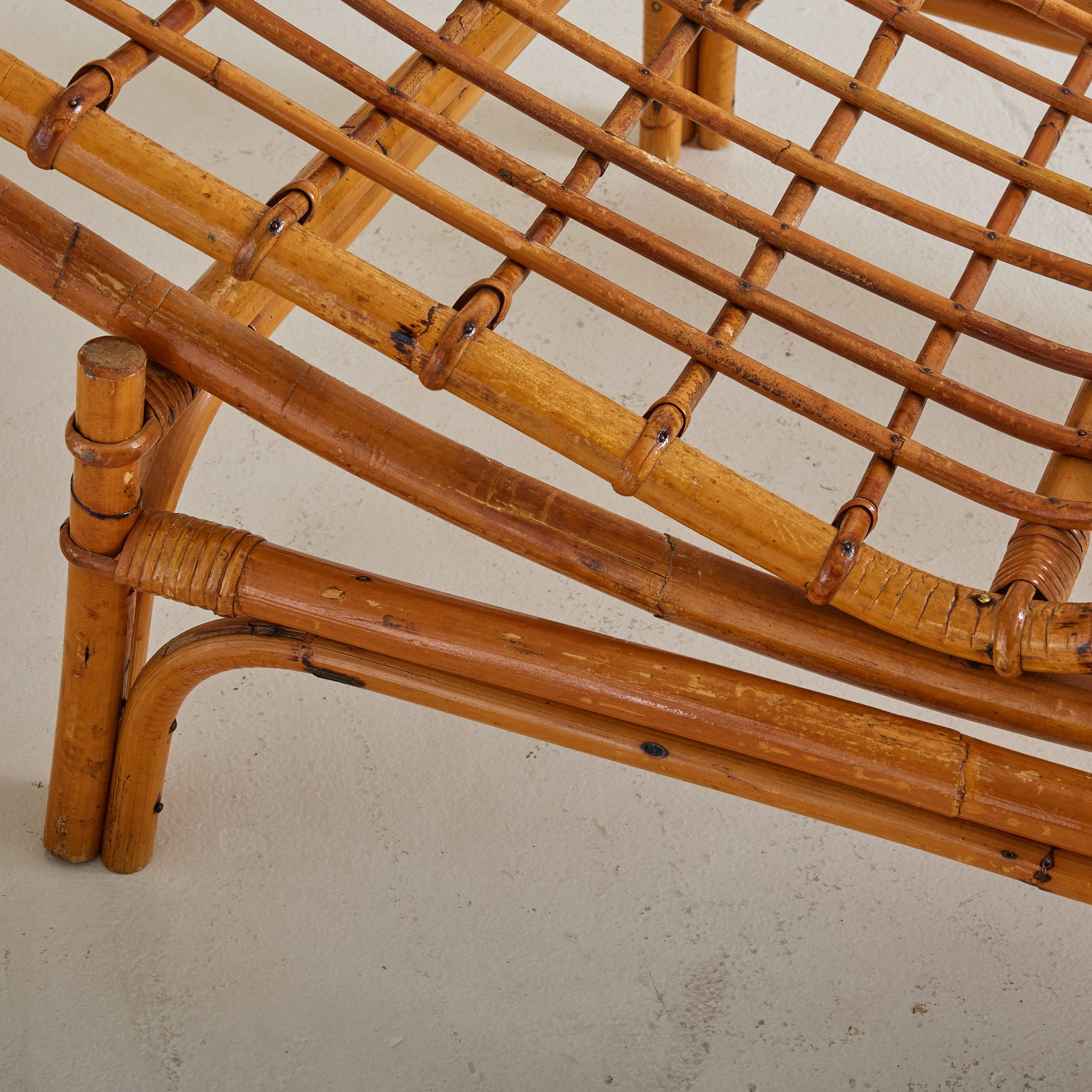 Italienischer Chaiselongue-Sessel aus Bambus, 1960er Jahre im Zustand „Gut“ im Angebot in Chicago, IL