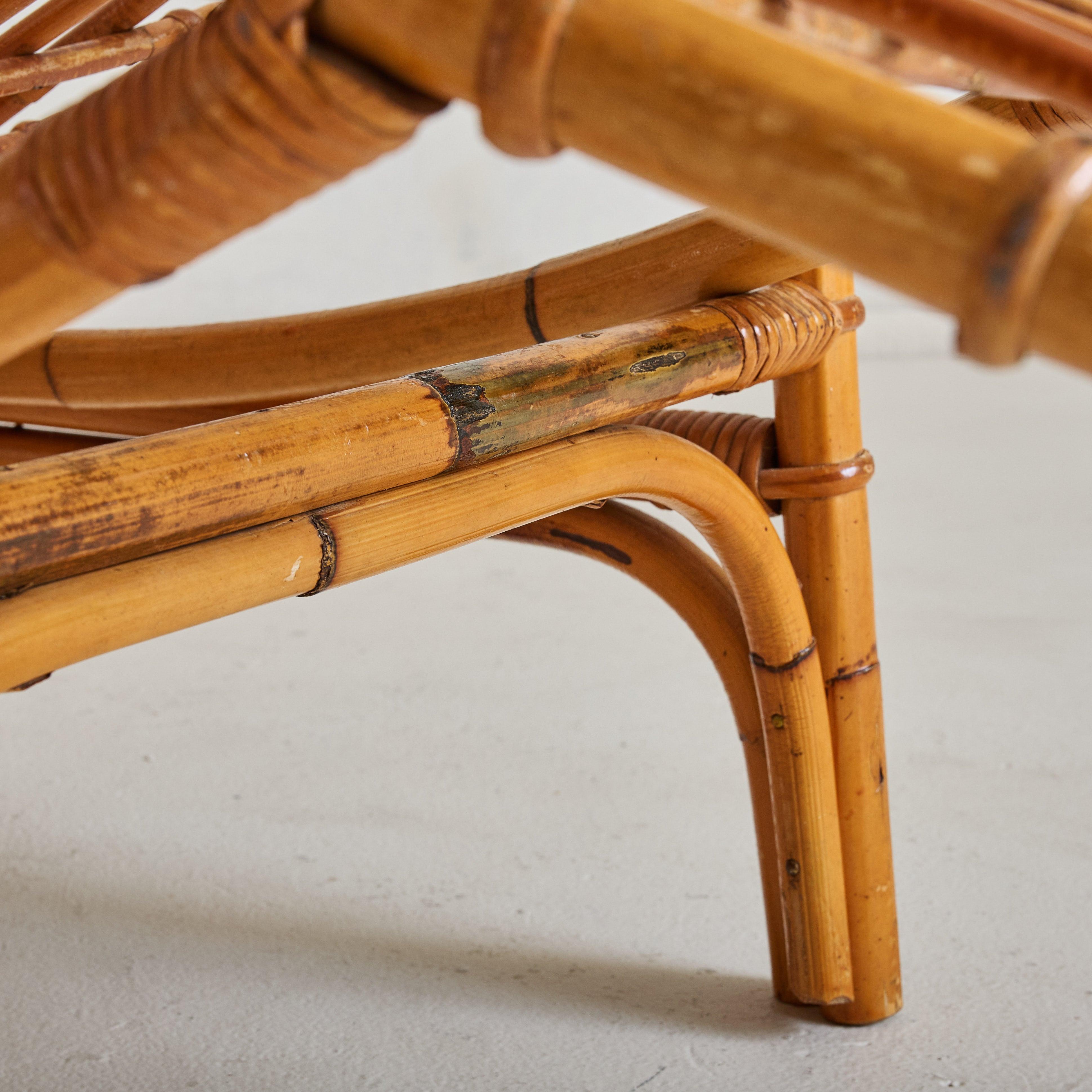 Italienischer Chaiselongue-Sessel aus Bambus, 1960er Jahre im Angebot 1
